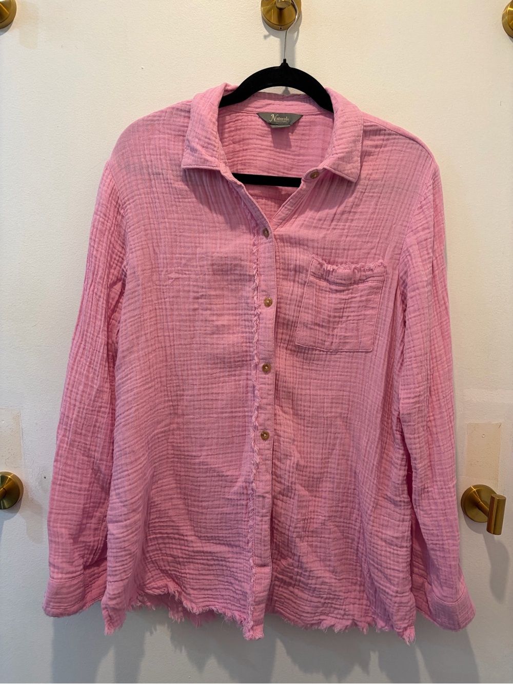 Natural reflections Pink Button-Up Gauze Shirt - women’s Lightweight